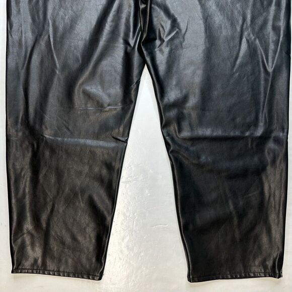 Abercrombie Fitch Ankle Straight Ultra Hi-Rise Faux Leather Pant 35/20 Black EUC - Picture 13 of 15